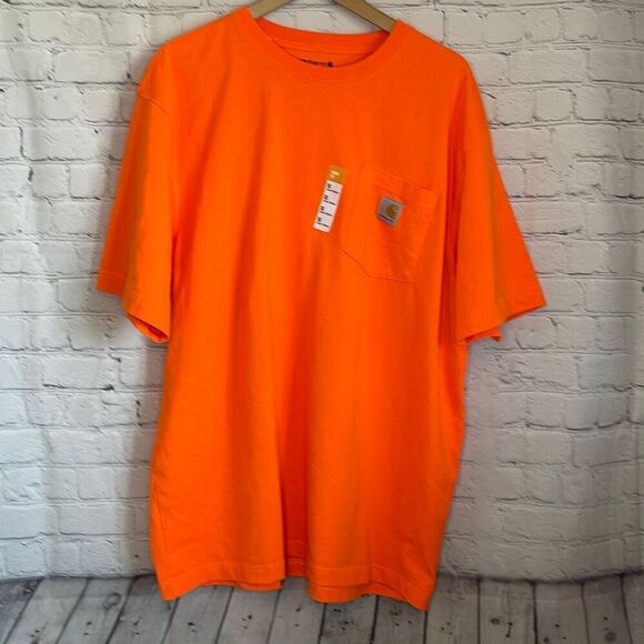 Carhartt Men’s Neon Orange Short Sleeve Loose Fit Tshirt Heavyweight size xl - Picture 1 of 5